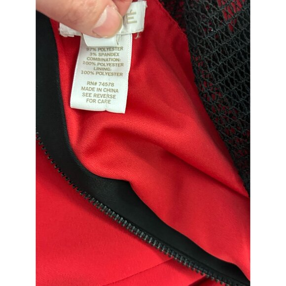 Cache Womens Red/Black Mesh Cap Sleeve Bodycon Dress Size 2 Beautiful Work Dress - Picture 7 of 10